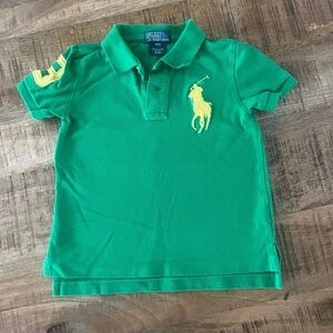 Polo by Ralph Lauren Kids Polo Shirt in Green with Yellow Logo
